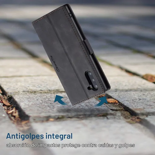 Vista 4 de Funda para Samsung Galaxy Note 10, funda tipo cartera para Galaxy Note 10, funda protectora de piel sintética con soporte magnético y ranuras