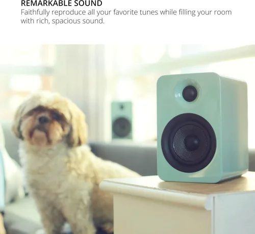 Vista 4 de Kanto YU4GW Altavoces alimentados con Bluetooth y preamplificador de phono incorporado Encendido y apagado automáticos Control remoto incluido