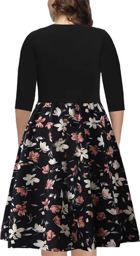 Vista 2 de BEDOAR - Vestido casual para mujeres en talla extragrande, vestido con vuelo, acampanado con cuello en V y hasta la rodillas con bolsillos