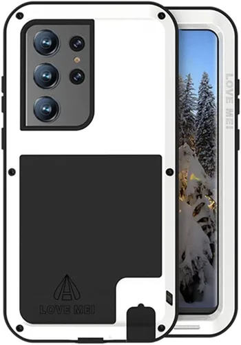 Vista 11 de LOVE MEI Funda de metal para Samsung Galaxy S23 Ultra, resistente al aire libre, de aluminio, resistente a prueba de golpes, protección contra Rojo