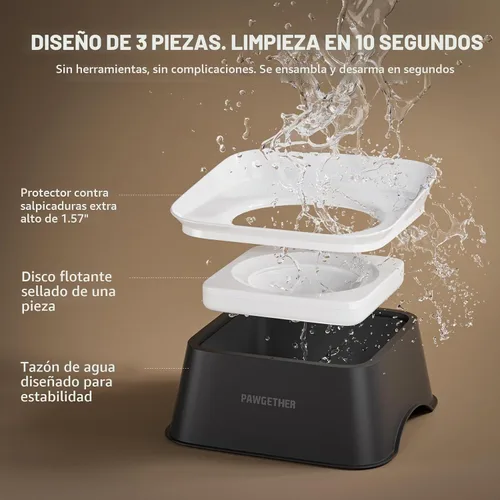 Vista 6 de Cuenco de agua antiderrames de 2L/68oz para perros, cuenco