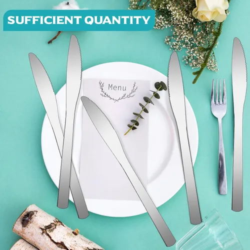 Vista 5 de Gisafai 150 cuchillos de cena de acero inoxidable de 8.3 pulgadas, cuchillos separadores de cubiertos, cuchillo de mantequilla duradero para mesa