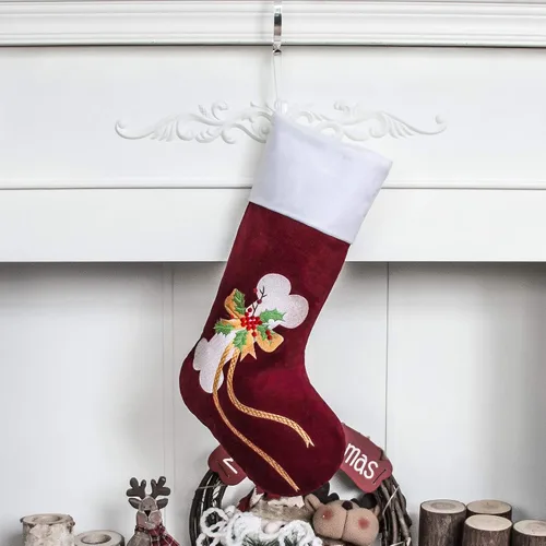 Vista 7 de GEX Medias de Navidad para perro, gato o mascota, de 22 pulgadas, forro acolchado grande, bordado, de lujo, encantador, terciopelo, adornos