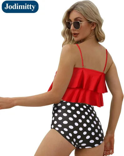 Vista 3 de Jodimitty 2 Piece High Waisted Tummy Control Bathing Suit Tankini for Bikini Set