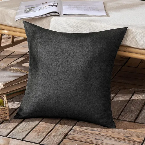 Vista 2 de Juego de 2 fundas de almohada impermeables para exteriores, fundas de almohada decorativas de lino para granja, fundas de cojín sólidas para patio