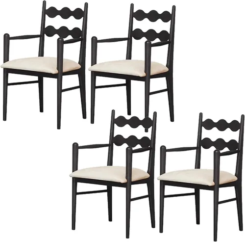 Vista 11 de Sillas de comedor tapizadas, silla de cocina con respaldo, silla de sala de estar con brazos versátil asiento de comedor de granja, sillas