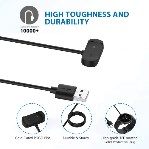Vista 4 de Cable cargador para Amazfit Bip 5/Bip 5 Unity/Bip 3/Bip 3 Pro/GTS 4 Mini/Active/GTS 2/GTR 2/GTR Mini/GTS 2 Mini, cable de carga con cable USB de 3.3