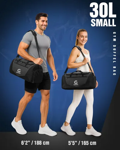 Vista 6 de Gonex Bolsa de lona para gimnasio con compartimento para zapatos, bolsillo húmedo, bolsa deportiva de gran capacidad para hombres y mujeres, bolsa