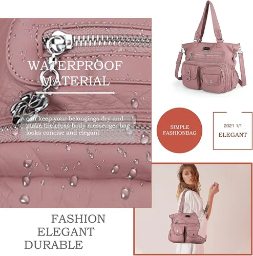 Vista 6 de Angel Kiss Monederos y bolso de mano para mujer, bolso de hombro de piel sintética suave para mujer, bolso de mano con asa superior
