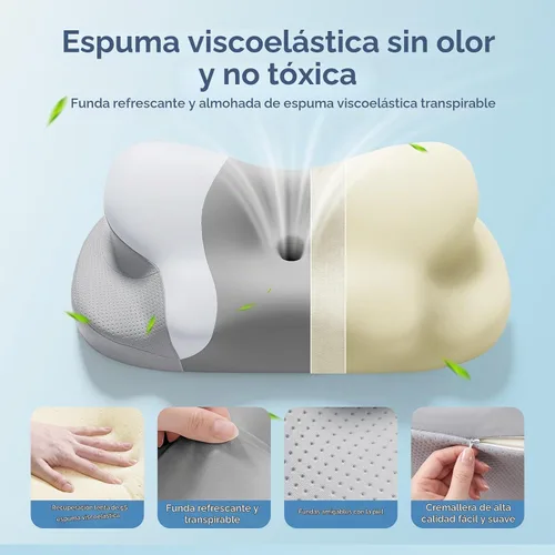 Vista 5 de Cervical Pillow for Neck and Shoulder Pain Relief Ergonomic Contour Pillow Gray