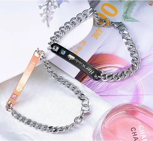 Vista 5 de MJartoria collares a juego para parejas para él y ella dijes de anillo grabados con diamantes de imitación regalo para novio y novia