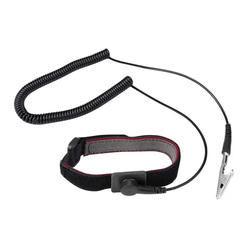 Vista 10 de Correa de muñeca antiestática, pulsera de conexión a tierra antiestática de 11 pulgadas con clip de cocodrilo y cable largo extensible, se adapta a