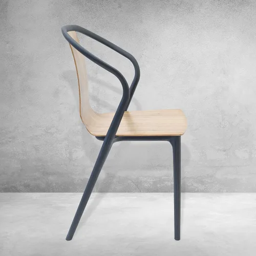 Vista 4 de Silla moderna de silla WM-300-Midcent-WL para café, de mediados de siglo, en nogal