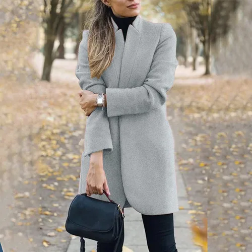 Vista 5 de SHAOBGE Traje superior de invierno sólido abrigo largo peludo cárdigan largo manga corta abierto mujeres mujeres chaquetas ligeras