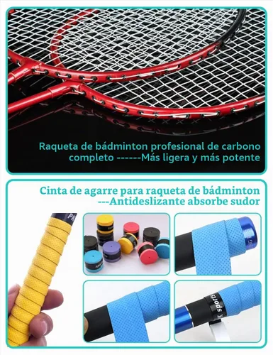 Vista 4 de Portable Badminton Net Set,Folding Volleyball Badminton Net,4 Professional Graphite Badminton Racket,8 Racket Grip Tape,4 Shuttlecocks,Family