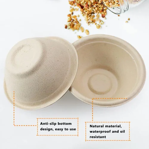 Vista 6 de Oomcu Paquete de 100 cuencos de sopa desechables pequeños de 8 onzas a granel, compostables y biodegradables, cuencos de papel reciclado resistentes