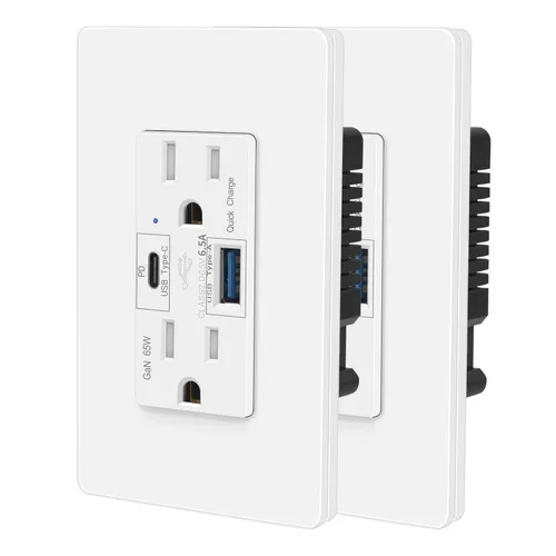 Vista 29 de 15 Amp GFCI Outlet with USB C Ports & USB-A, 1PCS 24W Self-Testing GFCI USB Combo with LED Indicator, Tamper Resistant for Kitchen & Bathroom
