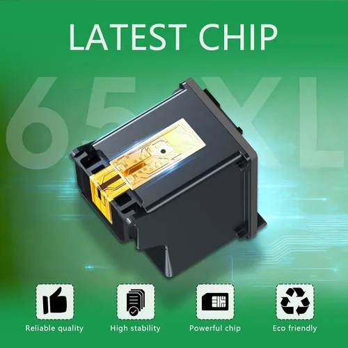 Vista 5 de 65XL 65 Cartucho de tinta negra compatible para tinta HP 65 para cartucho de tinta negra HP65 XL 65XL Funciona con Envy 5010 5052 5055 Deskjet 2622