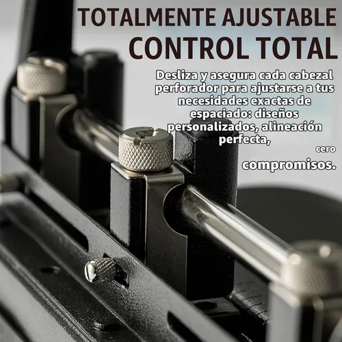Vista 7 de Officemate Punzón de 2 a 3 agujeros ajustable resistente con mango de palanca, capacidad de 32 hojas, negro (90078)