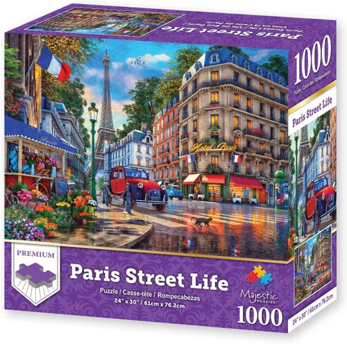 Vista 2 de Majestic by Springbok - Rompecabezas de 1000 piezas con diseño de vida callejera de París, fabricado en Estados Unidos, caja compacta