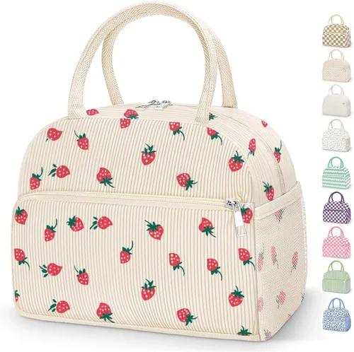 Vista 26 de Coobiiya Lonchera térmica de 12 litros para mujeres y hombres, lonchera de pana reutilizable, lonchera de gran capacidad con forro resistente a fugas