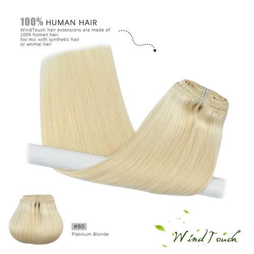 Vista 68 de WindTouch - Extensiones de cabello humano real con clip, color marrón claro a rubio con reflejos #6P613, 22 pulgadas, 4.33 onzas, 7 piezas #6p613
