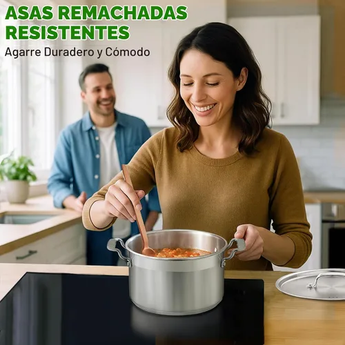 Vista 8 de NutriChef - Olla grande de acero inoxidable de 5 cuartos con tapa - 18/8 Grado alimenticio resistente, olla grande de acero inoxidable