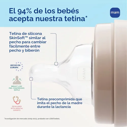 Vista 4 de MAM Newborn Essentials - Juego de alimentación mate con botellas anticólicos Easy Start de 5 onzas, autoferilizantes, chupetes de 0 a 3 meses