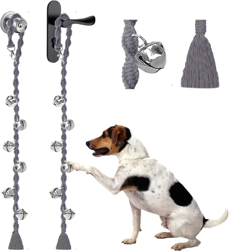 Vista 20 de Campanas de perro para salir al aire libre, campanas de entrenamiento para ir al baño, hechas a mano, ajustables Hecho a mano con hilo de alta