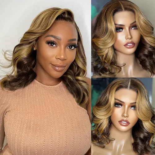 Vista 12 de RECOOL Peluca de cabello humano Bob de 5 x 6 con encaje frontal lacio, pelucas cortas, sin pegamento, cabello humano virgen brasileño, nudos