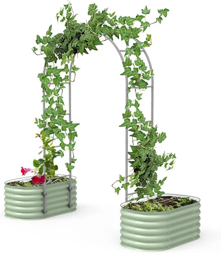 Vista 12 de Vego Garden Sistema modular de enrejado arqueado de 1.5 pies de largo para todas las camas de jardín clásicas para plantas trepadoras como frijoles