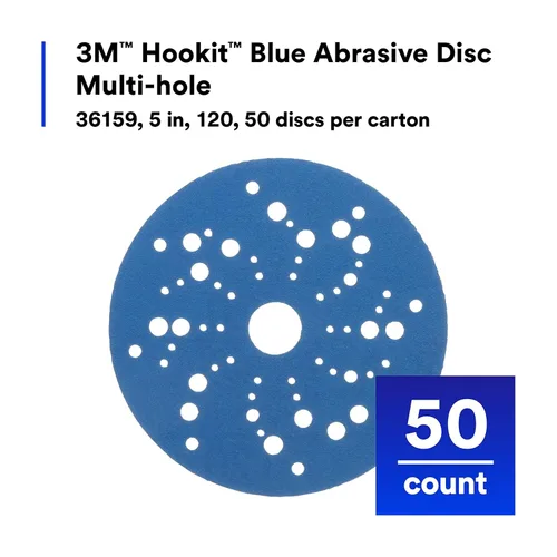 Vista 6 de 3M Hookit - Disco abrasivo azul con múltiples orificios 36159 (4 unidades)