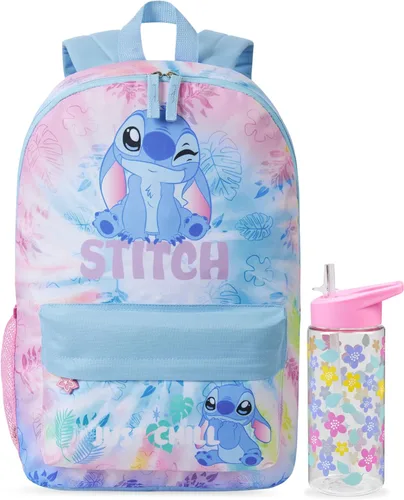 Vista 8 de Get Trend Disney Stitch Girls Backpack & Water Bottle, 2 Piece Set Blue Stitch