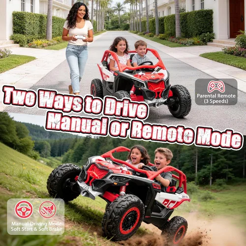 Vista 3 de 24V CAN-AM Maverick X3 con licencia de 2 plazas para niños UTV Rojo