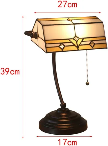 Vista 2 de Baroque Stained Glass Deskp with Pull Cswitch Style Bankerp for Liviroom Office Bedroom Antzinc Base Traditional Tablep for Bedside or Desk Use/I