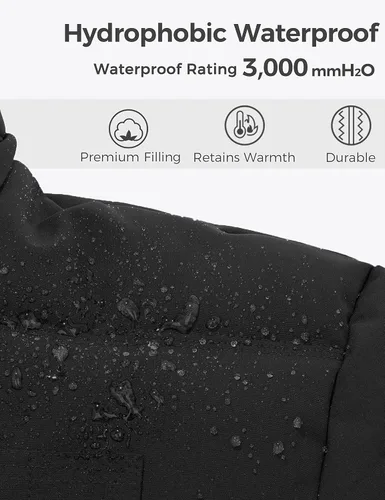 Vista 5 de Wantdo Abrigo de invierno con capucha para hombre, chaqueta acolchada cálida, abrigo de algodón grueso con capucha extraíble