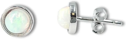 Vista 62 de Pendientes naturales de 0.236 in con chapado en oro blanco sobre plata de ley, bisel cabujón de piedras preciosas regalo de joyería para ella