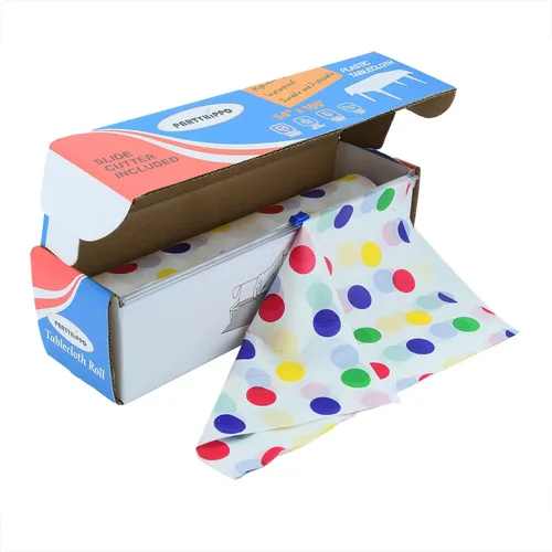 Vista 8 de Rollo de mantel de plástico, manteles de plástico de 54 x 100 pies para fiestas, desechables con caja de corte, mantel desechable cortado a medida