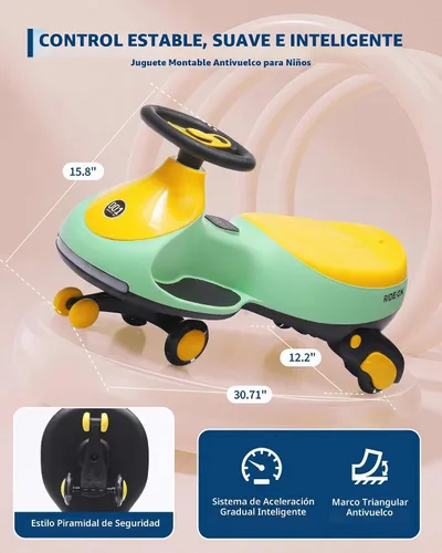 Vista 3 de Garvee Coche eléctrico de 12 V para niño pequeño,Coche oscilante 2 en 1 con Verde