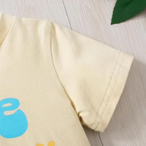 Vista 4 de Pudcoco Conjunto de camiseta de manga corta con letras de manga corta y pantalones largos sólidos, ropa de verano