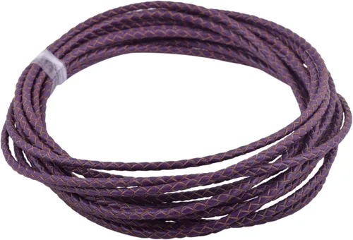 Vista 41 de 2 yardas 8.0mm Cordón redondo de cuero trenzado auténtico marrón antiguo para corbata de bolo