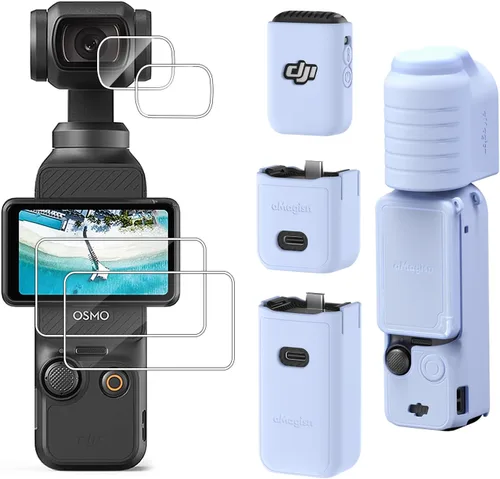 Vista 8 de Funda protectora de silicona para lente de pantalla para DJI Osmo Pocket 3 Accesorios (Negro)