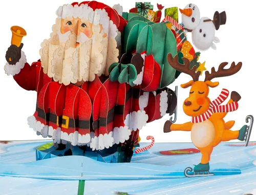 Vista 9 de Paper Love Tarjeta de Navidad desplegable 3D, automóvil, regalo para Navidad o vacaciones, cubierta de 5 x 7 pulgadas, incluye sobre y etiqueta