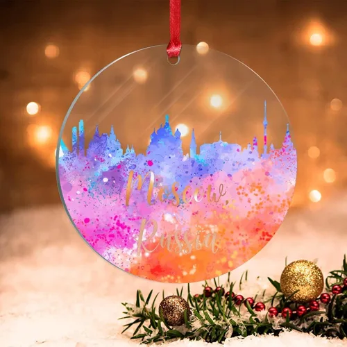 Vista 19 de Países Bajos Rotterdam Adornos de Navidad Países Bajos Rotterdam Acuarela Arte Paisaje urbano Adorno de Navidad Acrílico Colorido Horizonte