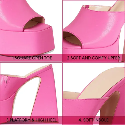 Vista 3 de Kalstage Sandalias de tacón para mujer con punta cuadrada, tacones altos y gruesos, sandalias de plataforma para vestido de fiesta de verano