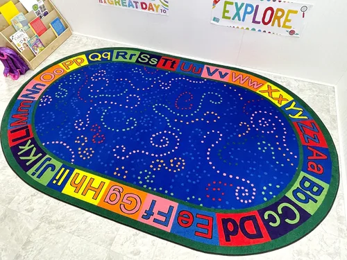 Vista 2 de KidCarpet Alpha Dots Circle Time ABC - Alfombra ovalada, 7 pies 6 pulgadas x 12 pies Puntos Alfa