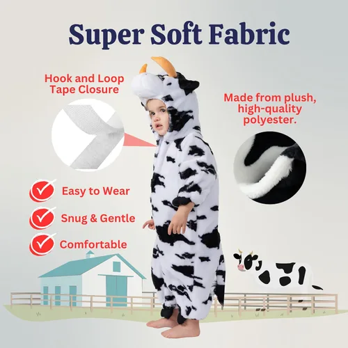 Vista 3 de Dress Up America Disfraz de vaca para niños pequeños - Adorable mono de vaca de felpa Onsie para niños pequeños y niñas