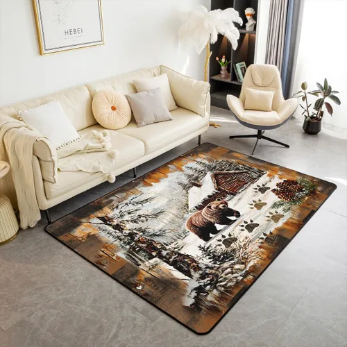Vista 14 de Castle Fairy Bear Family - Alfombra antideslizante de 3 x 5 pies, diseño de animales salvajes, color negro, para niños, adolescentes y adultos