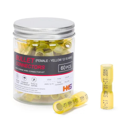 Vista 12 de HKS Kit de 120 piezas/60 pares de conectores de bala termorretráctiles – Terminales de alambre macho y hembra calibre 22-10 AWG – Conectores