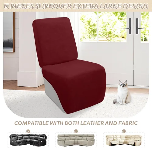 Vista 102 de Arfntevss Fundas de sofá seccional reclinable de terciopelo, Funda de sofá seccional de esquina para sofá reclinable, Funda elástica suave